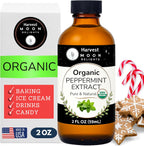 Organic Peppermint Extract for Baking, Ice Cream, Drinks, and Candy - 2 oz - Water-Soluble - By Harvest Moon Delights - Pure Peppermint Flavoring, Mint Extract