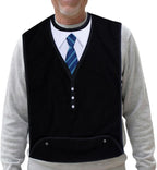 Adult Bibs for Men, Dress ‘n Dine™ Clothing Protectors for Eating, Senior Adult Bib Terry Cloth Crumb Catcher, Embroidered Design, Waterproof, Reusable, Washable (Blue Tie)