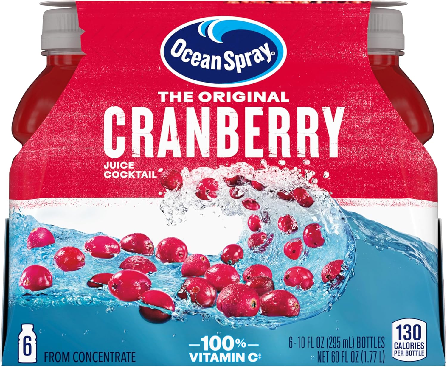 Ocean Spray Cranberry Cocktail Juice Drink, (Pack of 6) 10 Ounce, 60 Fl Oz