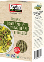 Explore Cuisine Organic Edamame & Mung Bean Fettuccine - 8 oz, Pack of 2 - Easy-to-Make Pasta - High in Plant-Based Protein - Non-GMO, Gluten Free, Vegan, Kosher - 8 Total Servings
