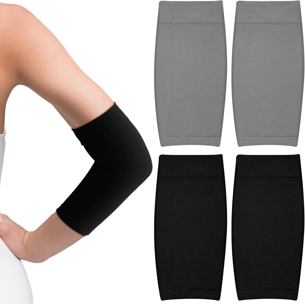 Vicenpal 2 Pairs Tattoo Cover up Sleeve Forearm Arm Sleeves for Women Men Compression Tattoo Upper Arm Cover(Gray, Black)