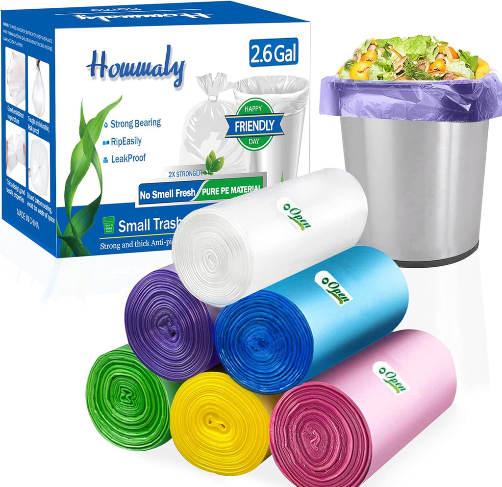 2.6 Gallon Small Trash Bags,Garbage Bag Bin Liners, 10 Liters Bin Bags Wastebasket Bags for home office kitchen Trash Can,Bathroom,Bedroom 300 Counts 6 Color …
