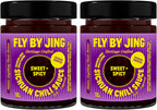 FLYBYJING Sweet + Spicy Sichuan Chili Sauce: Premium Sweet Chili Oil for Drizzling, Stir Fry & Marinades - Tangy, Savory, Vegan Hot Sauce - Good on Noodles, Dumplings, Eggs & More, 6oz (Pack of 2)