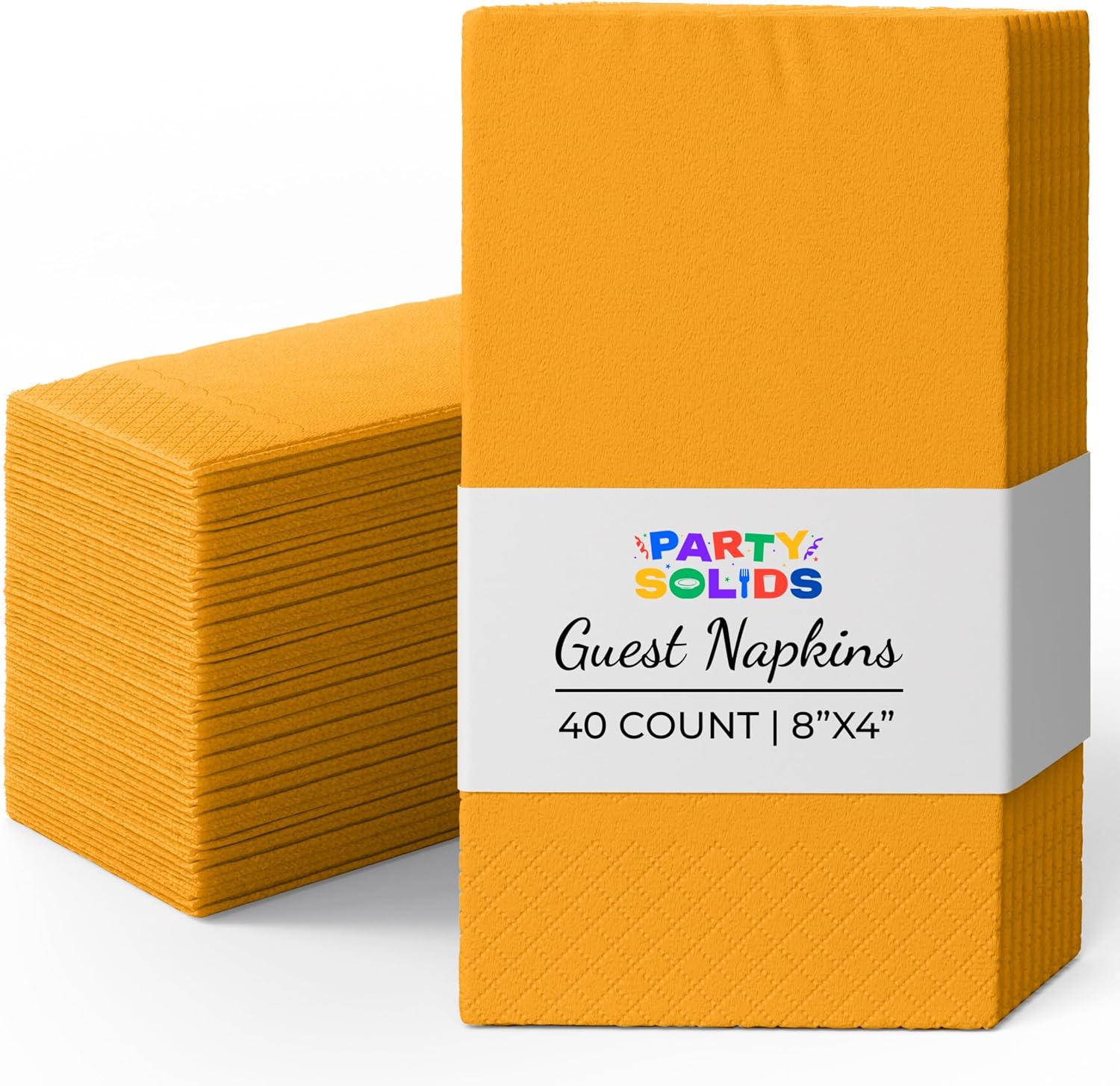 Party Solids Yellow Dinner Napkins Disposable 8" x 4" Folded - 40 Pcs 2 Ply Yellow Napkins Disposable Paper Guest Towels for Bathrooms, Dinners, Everyday Parties & Party Supplies