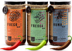 La Fundidora Trio Fresca, Fuego, Humo Salsas, Authentic Traditional Mexican Recipe, Smooth Homemade Spicy Dip, Fresh Small Batch - Variety 3 Pack