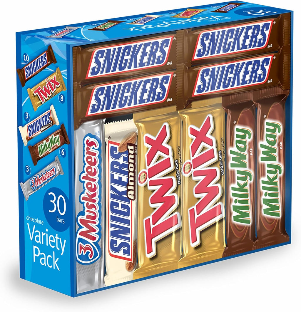 M&M Mars Chocolate Bar Variety Pack, 55 Ounce, 30 Count