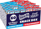 Welch's Fruit Snacks, Mixed Fruit & Strawberry Snack Box, Gluten Free, 0.8oz Snack Packs (Pack of 60)