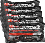 6" Israeli Style Emergency Compression Bandage, Sterile Double Vacuum-Sealed Dressing for Trauma Battle Military First Aid IFAK, 5 Pack