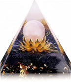 New Inspirational Crystal Pyramid Orgone Pyramids Flower of Life Rose Quartz with Blue Standstone Reiki Charged Energy Pyramid Generator for Protection Meditation Orgonite Pyramids