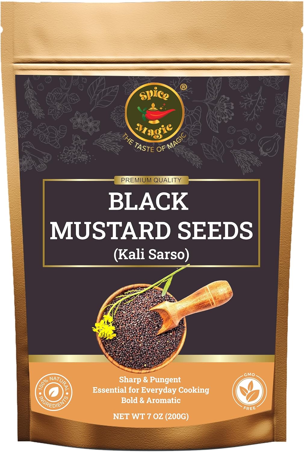 Spice Magic Black Mustard Seed ~ 100% Pure, Aromatic & Natural | 7oz (200g) I Kali Rai | Non-GMO | Indian Origin
