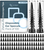 Zyrev ZetaLife Otoscope Tips (Pack of 100) - Plastic Otoscope Specula Tips, Disposable Ear Specula - 2.5mm Disposable Covers