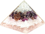 Jet International Rose Quartz Crystal Amethyst Unique Chakra Orgone Pyramid Crystal Gemstones Copper Metal Mix Rare Healing Positive Energy Tetrahedron Sacred Geometry Memory Concentration