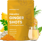 Pineapple Ginger Shots, Ginger Powder | Turmeric Supplement, Magnesium, Vitamin C, D, B12 | Digestive Health & Antioxidant | Gluten Free, Non-GMO | 6.35 Oz, Spoon Provided