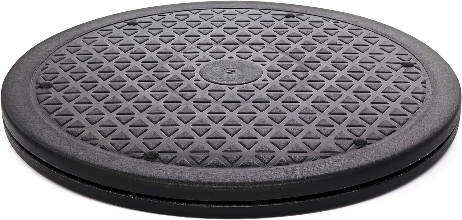 10 Inch Lazy Susan Turntable Organizer, Non Skid Large Lazy Susan Turntable for Cabinet, Computer or Laptop, Plastic Turn Table, Black, 1 PC - by RamPro