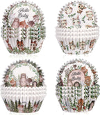 200 Pieces Woodland Cupcake Liners, Forest Animal Standard Size Paper Baking Cups, Cute Jungle Safari Creatures Muffin Cupcake Wrappers for Birthday Baby Shower Camping Party Decor Boy Girl