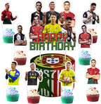 25pcs Soccer Cake Decorations with 1pcs Cake Topper, 24pcs Cupcake Toppers for Soccer Birthday Party Supplies.