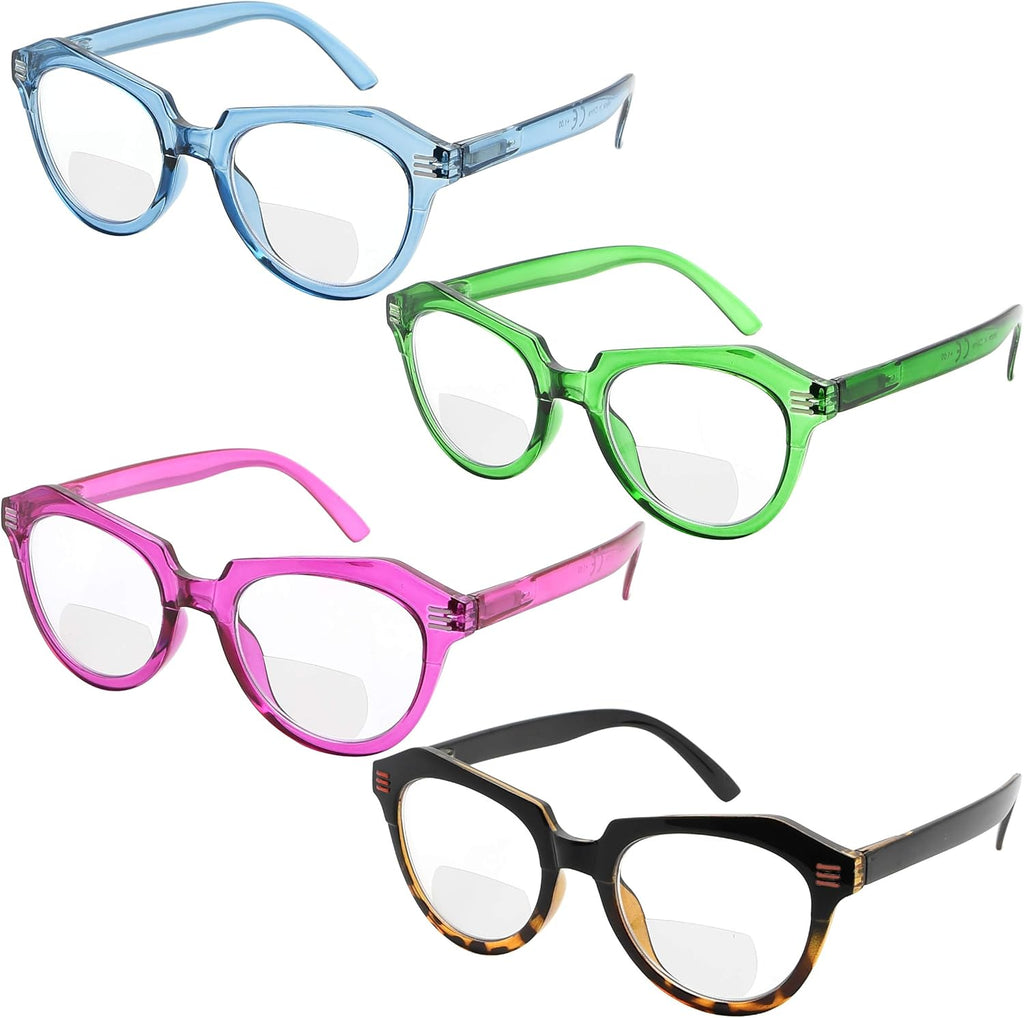 Eyekepper Bifocal Reading Glasses Women 4-Pack Ladies Bifocal Readers Cat-eye Style