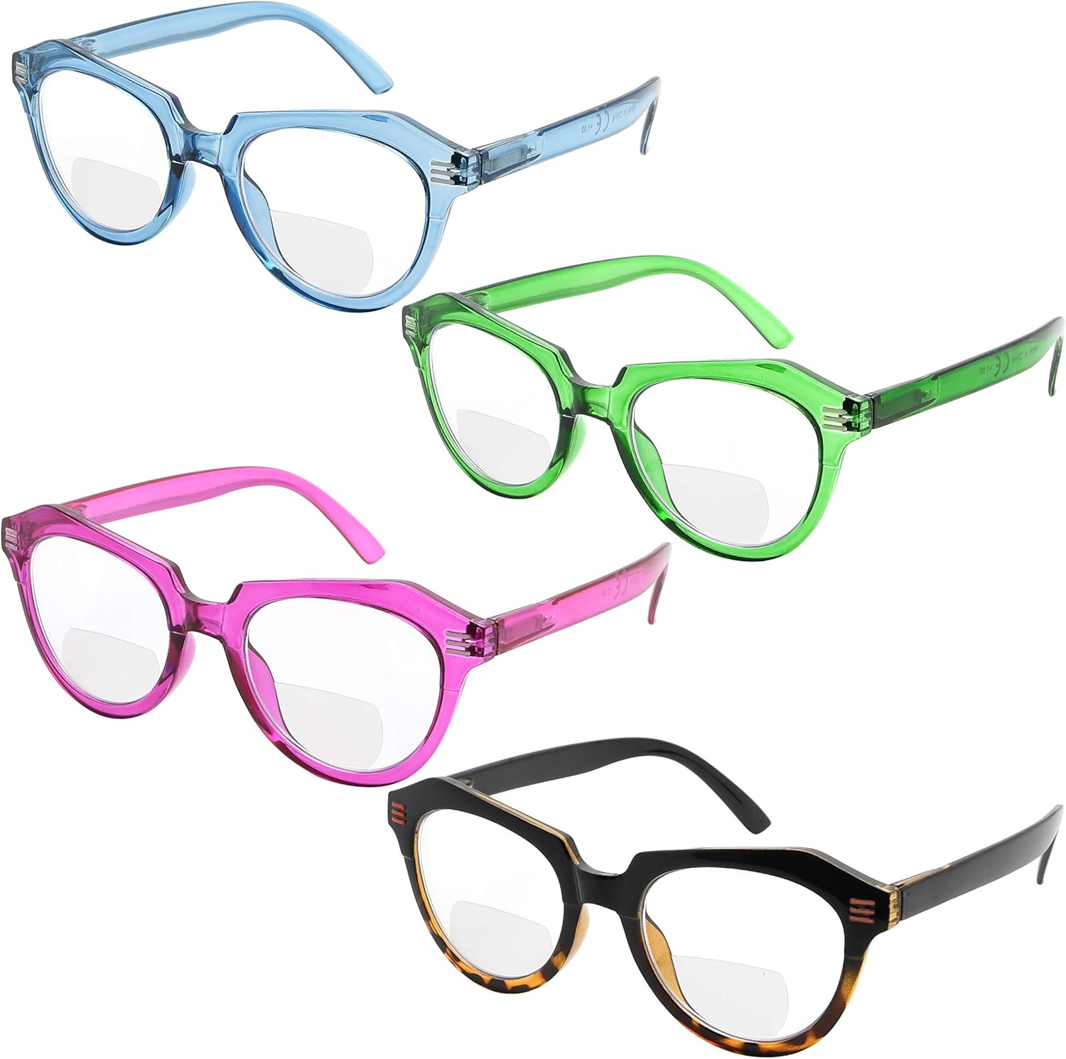 Eyekepper Bifocal Reading Glasses Women 4-Pack Ladies Bifocal Readers Cat-eye Style