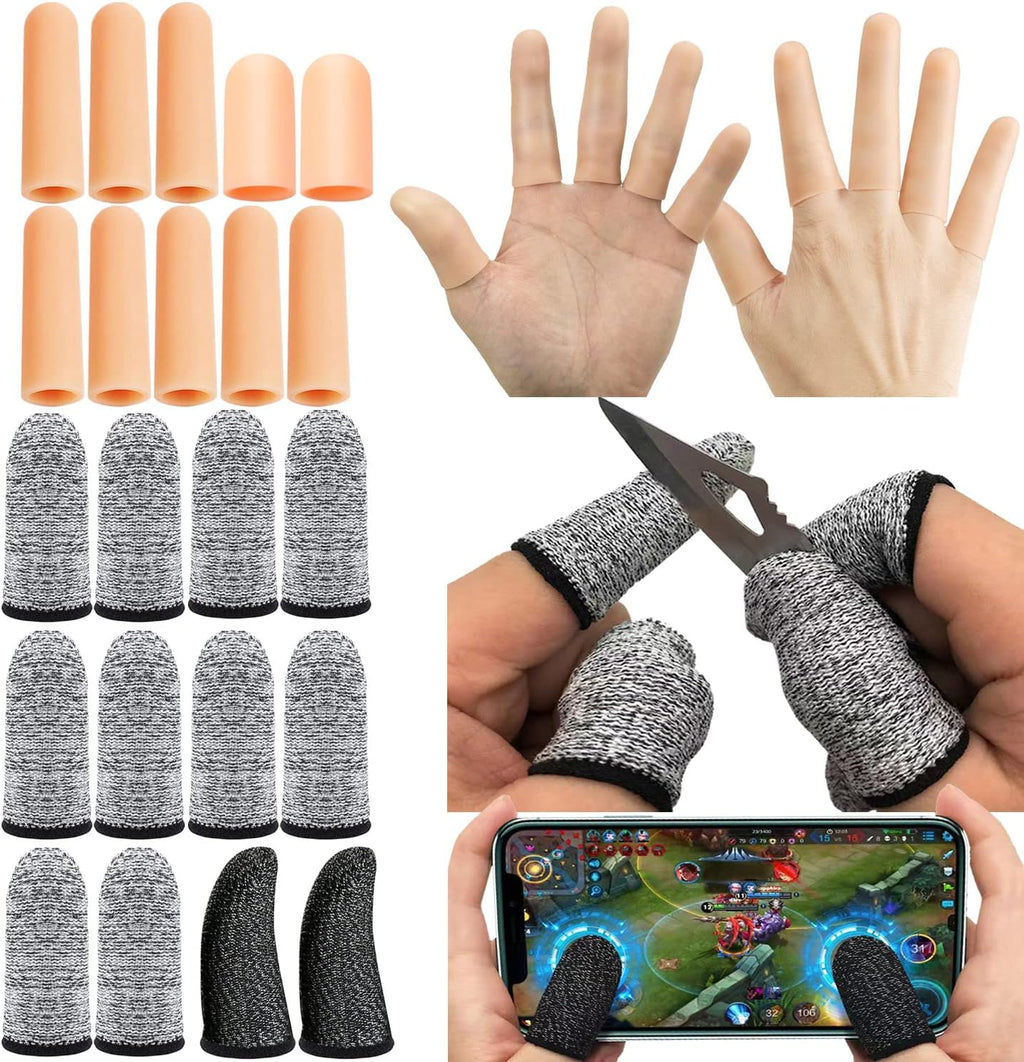 GELMAY 22PCS Gel Finger Cots, Sleeves Guards Cut Resistant Gloves Protectors Cutting Covers Protection Mobile Phone Gaming Fingertips Touch Tips Caps
