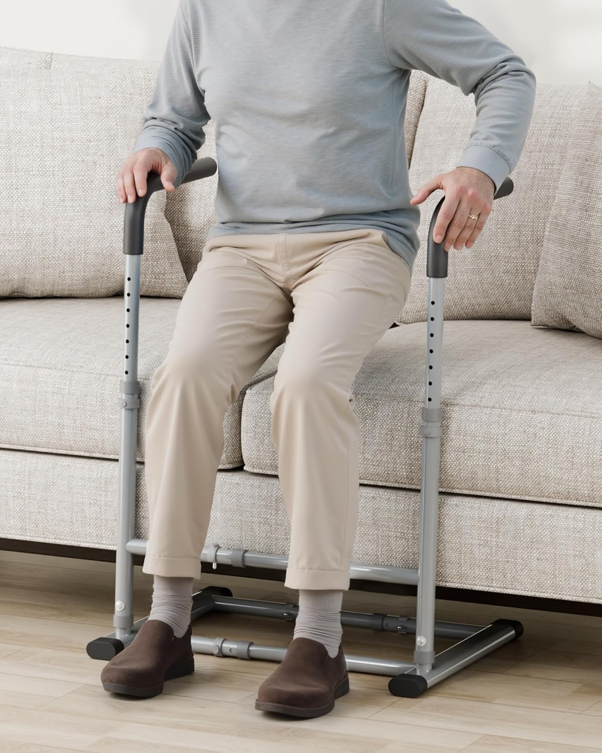 Couch Stand Assist Aid for Elderly, Sofa Chair Lift Assist Devices for Seniors Sit to Stand, Standing Aids & Supports, Pregnancy, Disabled, Floor Gap Height ≥ 1.4" Leg Gap ＞24", Grey