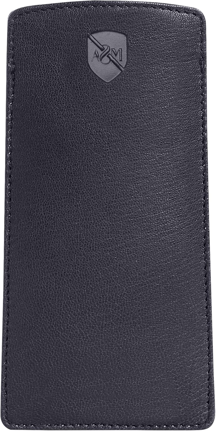ALLEN & MATE 100% Leather Slim Glasses Case for Reading and Computer Glasses for Men & Women