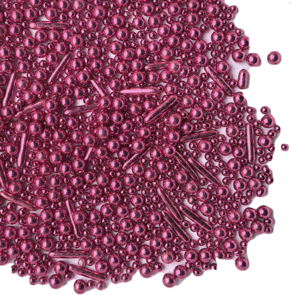 Sprinkles Pink Pearl Sugar Candy Mix Size Baking Cake Decorations Cupcake Toppers Celebrations Shaker Jar Wedding Shower Party (120g/4.2oz）