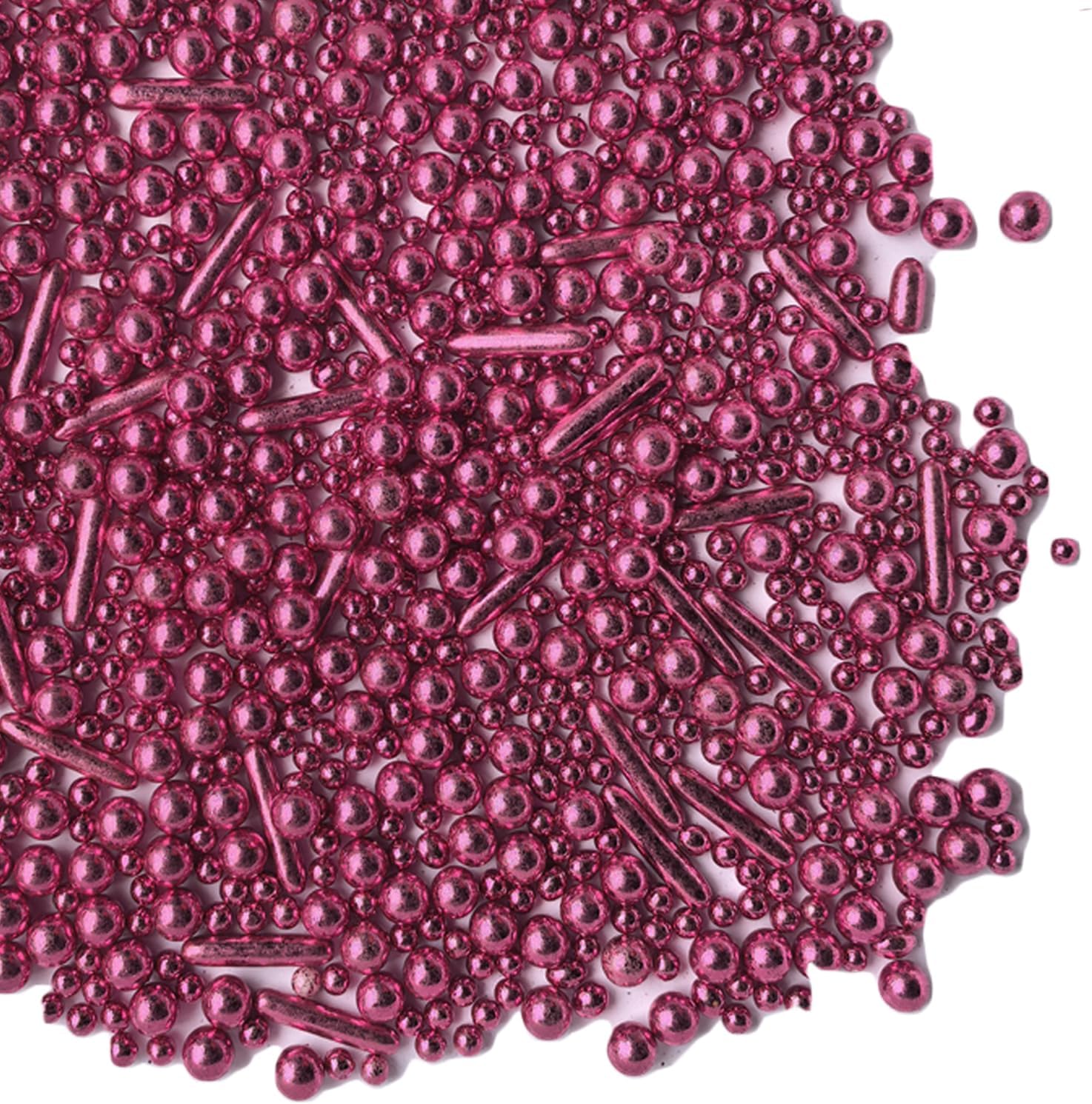 Sprinkles Pink Pearl Sugar Candy Mix Size Baking Cake Decorations Cupcake Toppers Celebrations Shaker Jar Wedding Shower Party (120g/4.2oz）