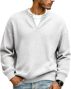 Men Waffle Sweatshirt Casual Long Sleeve Polo Shirts Loose Lightweight Pullover Tops Sweaters Fashion Fall Clothes