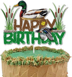 Mallard Duck Happy Birthday Cake Topper Brown Green Glitter Duck Hunting Cake Cake Decoration Mallard Duck Hunter Themed Birthday Party Supplies
