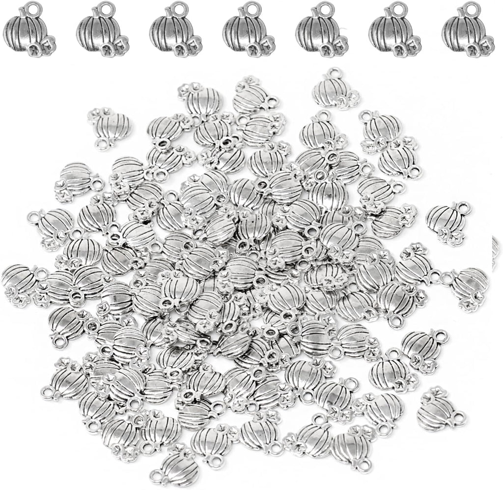 Honbay 100PCS Alloy Fall Charms Pendant Autumn Pumpkin Pendant Thanksgiving Halloween Bead Charms for Earrings Bracelets Necklaces Keychains Jewelry Crafts Making