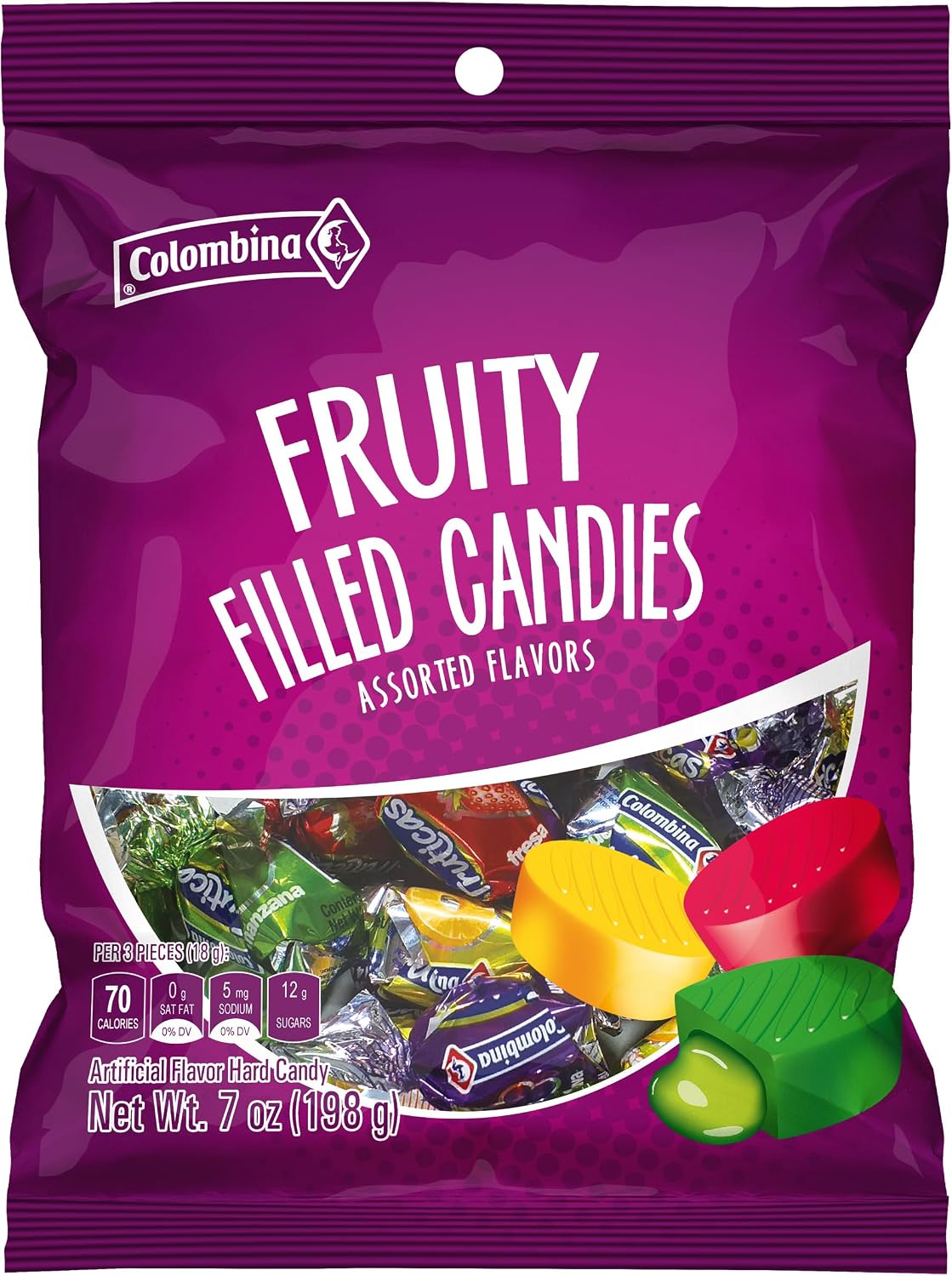 Colombina Sweet Delights – Fruity Filled Candies 7 Oz - Hard Shell and Liquid, Soft Center Candy –Pineapple, Grape, Green Apple, Strawberry Assorted Flavors - Individually Wrapped Candy Dishes, Party Bag Favors