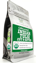 Spice Profile USDA Organic Indian Tulsi/Holy Basil Cut & Sifted, 2 oz, Lab Tested for Heavy Metals, Ocimum sanctum, Albahaca Sagrada