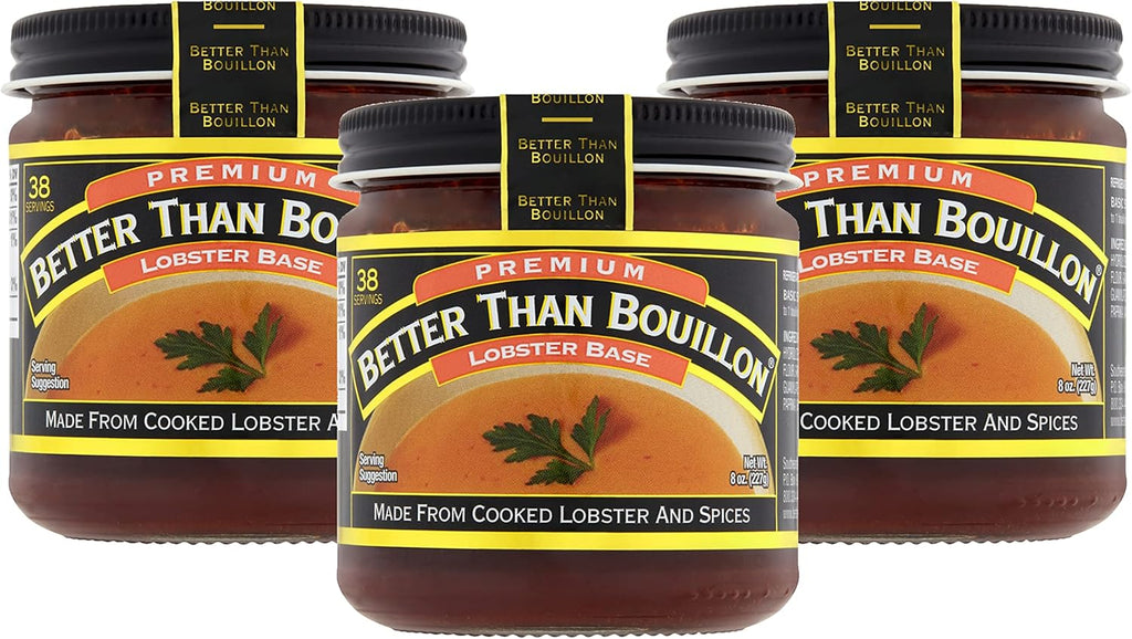 Better Than Bouillon Premium Lobster Base, Made from Select Cooked Lobster & Spices, Makes 9.5 Quarts of Broth 38 Servings, 8 Ounce (Pack of 3)