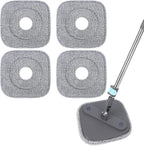 Square Microfiber Mop Pads Compatible with True & Tidy True Spin Mop - Mop Replacement Pads for Square Spin Mop and Bucket - Washable Pads fit for All 9 Inch Square Spin Mop (4 Pack)