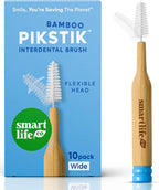 SmartLifeco Bamboo Interdental Brushes (10 Count) - Eco-Friendly Reusable Dental Picks, Flexible Soft Bristles, Superior Gum & Teeth Cleaning, Toothpicks for Braces, PikStik - Wide Gaps