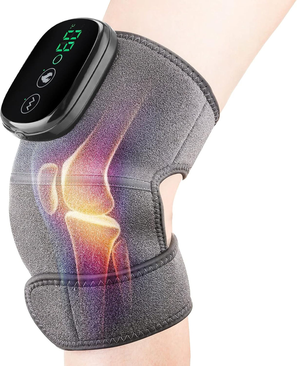 Cordless Knee Massager with Heat Vibration, Knee Heating Pad, Electric Heated Knee Brace Shoulder Heating Pads Elbow Wrap with 3 Heat Levels and Massage Modes