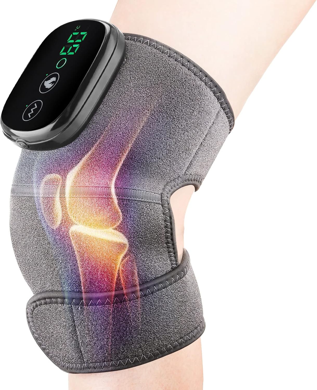 Cordless Knee Massager with Heat Vibration, Knee Heating Pad, Electric Heated Knee Brace Shoulder Heating Pads Elbow Wrap with 3 Heat Levels and Massage Modes