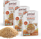 Jovial Einkorn 100% Organic Wheat Berries - Einkorn Berries, Organic Farro, High Protein, Non-GMO, USDA Certified, Lower Carb, Whole Grain, Product of Italy - 16 Oz, 3 Pack