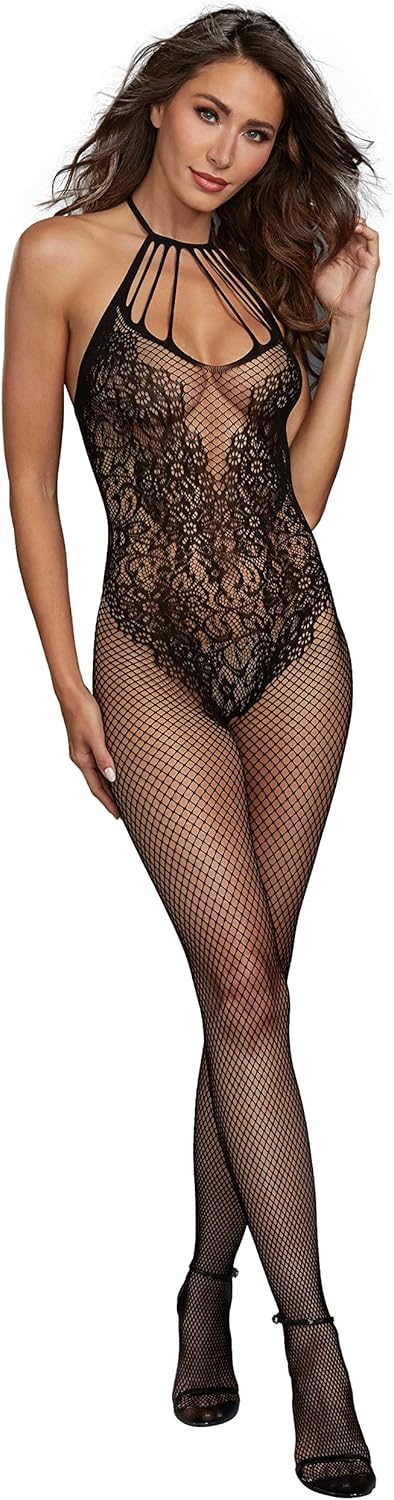 Women's Plus Size Floral Fishnet Bodystocking