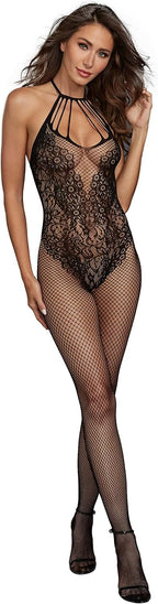 Women's Plus Size Floral Fishnet Bodystocking
