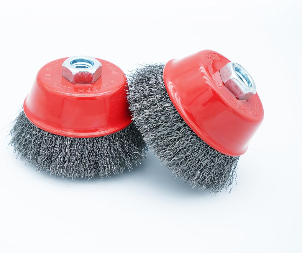 4 Inch Wire Cup Brush Set for Angle Grinder Ideal for Paint Stripping and Heavy Duty Conditioning, 5/8-11 Threaded Arbor (2)