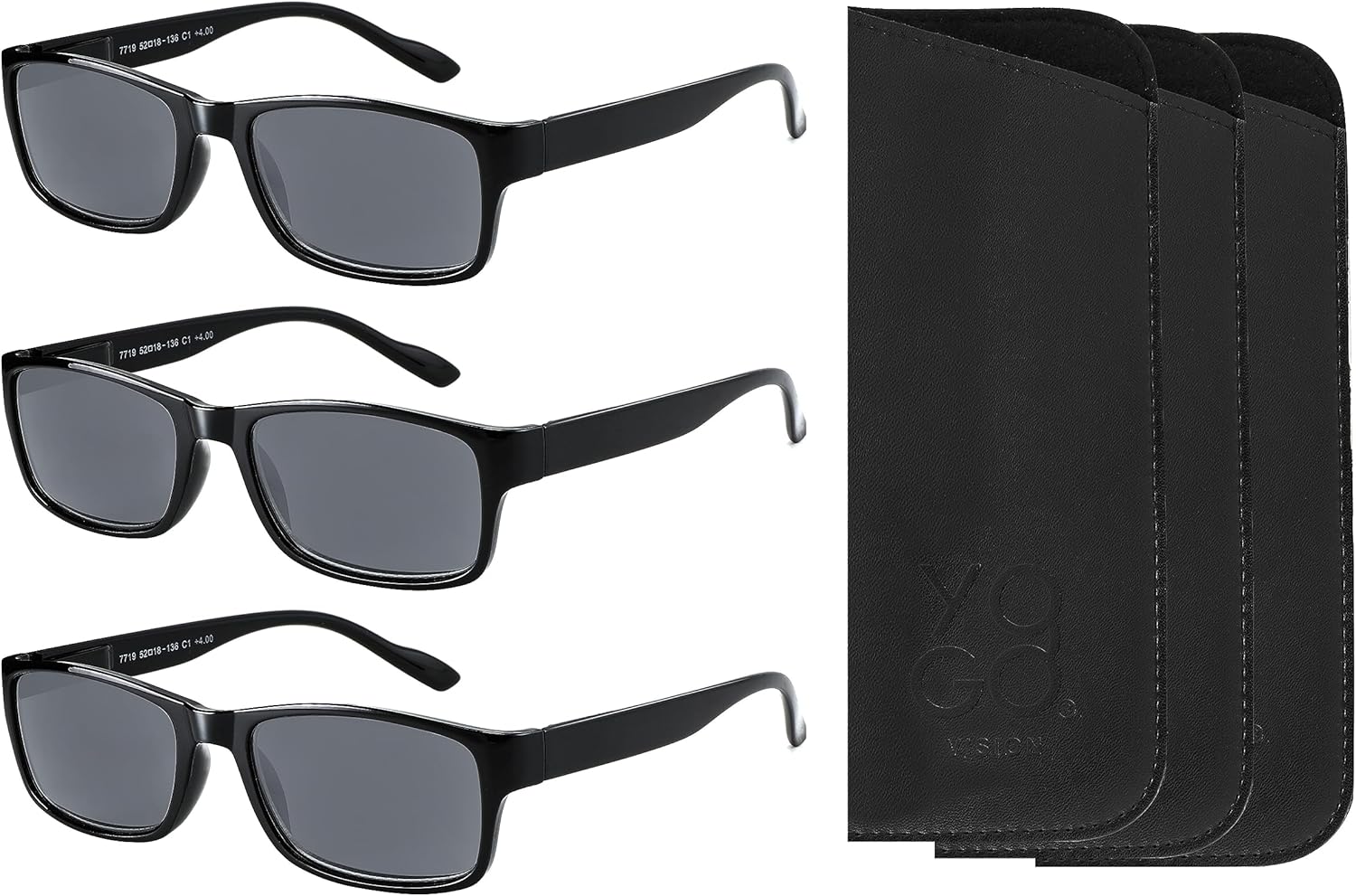 Yogo Vision Reader Sunglasses for Men and women UV400 Tinted Reading Sunglasses 3-Pk