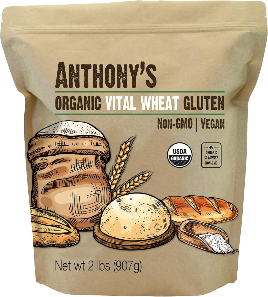 Anthony's Organic Vital Wheat Gluten, 2 lb, High in Protein, Vegan, Non GMO, Keto Friendly, Low Carb
