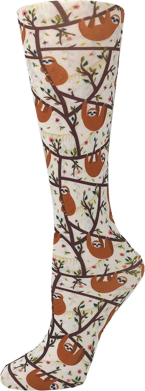 Cutieful 'Knee High Compression Socks 8-15 mmHg' Footwear (Women's Shoe Sizes 5-11, Slothin' Around)