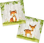 Gift Boutique - 100 Woodland Animal Creatures Luncheon Napkins Disposable Paper Pack Rustic Forest Friends Fox Deer Dinner Lunch Napkin for Animals Camping Hunting