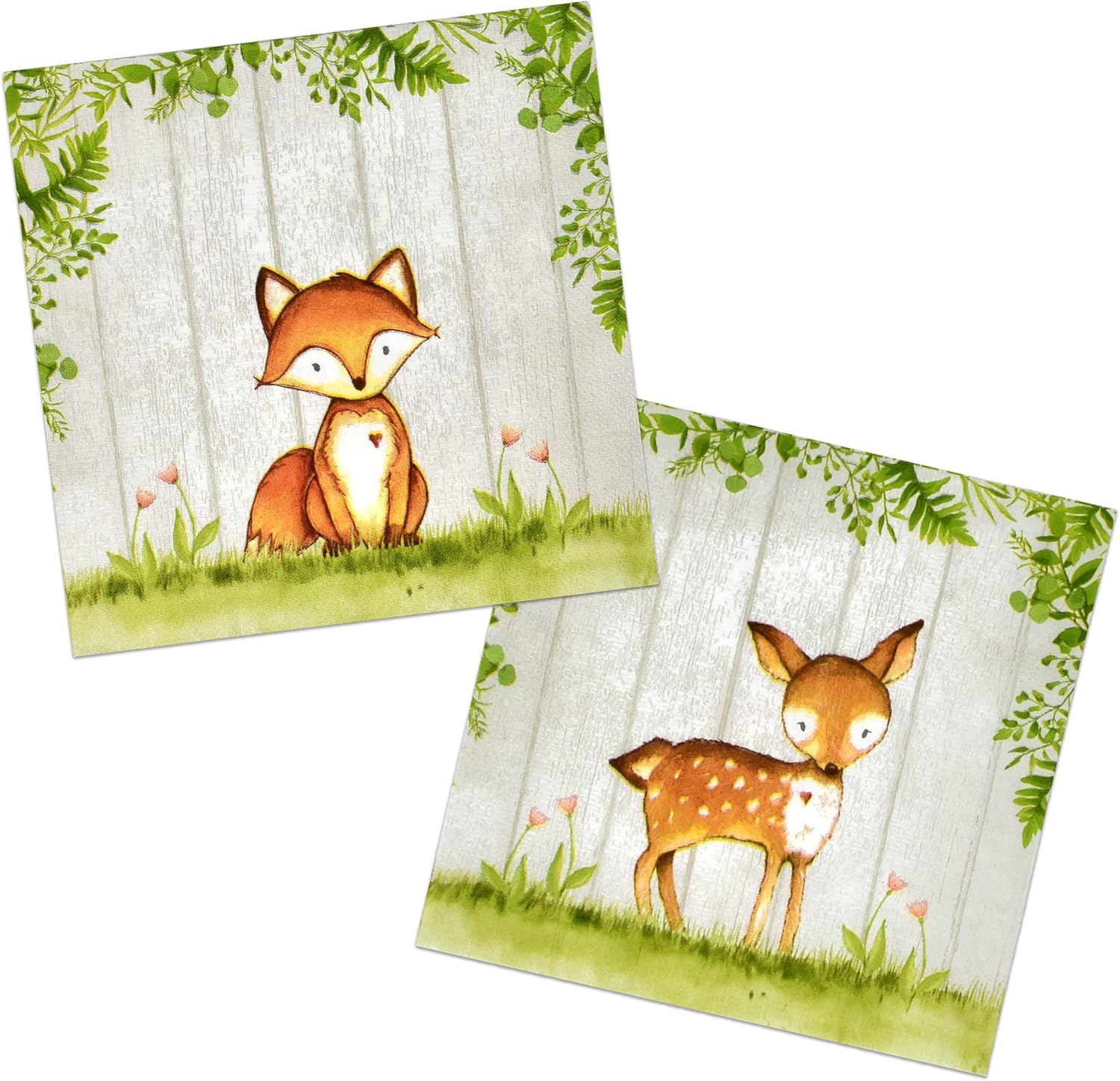 Gift Boutique - 100 Woodland Animal Creatures Luncheon Napkins Disposable Paper Pack Rustic Forest Friends Fox Deer Dinner Lunch Napkin for Animals Camping Hunting