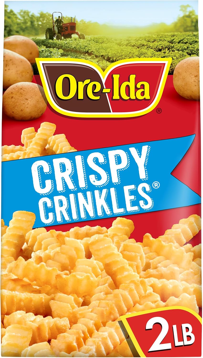 Ore-Ida Crispy Crinkles French Fried Frozen Potatoes, 1 Bag, for Easy Snacks and Dinner Sides, Gluten-Free, 32 oz