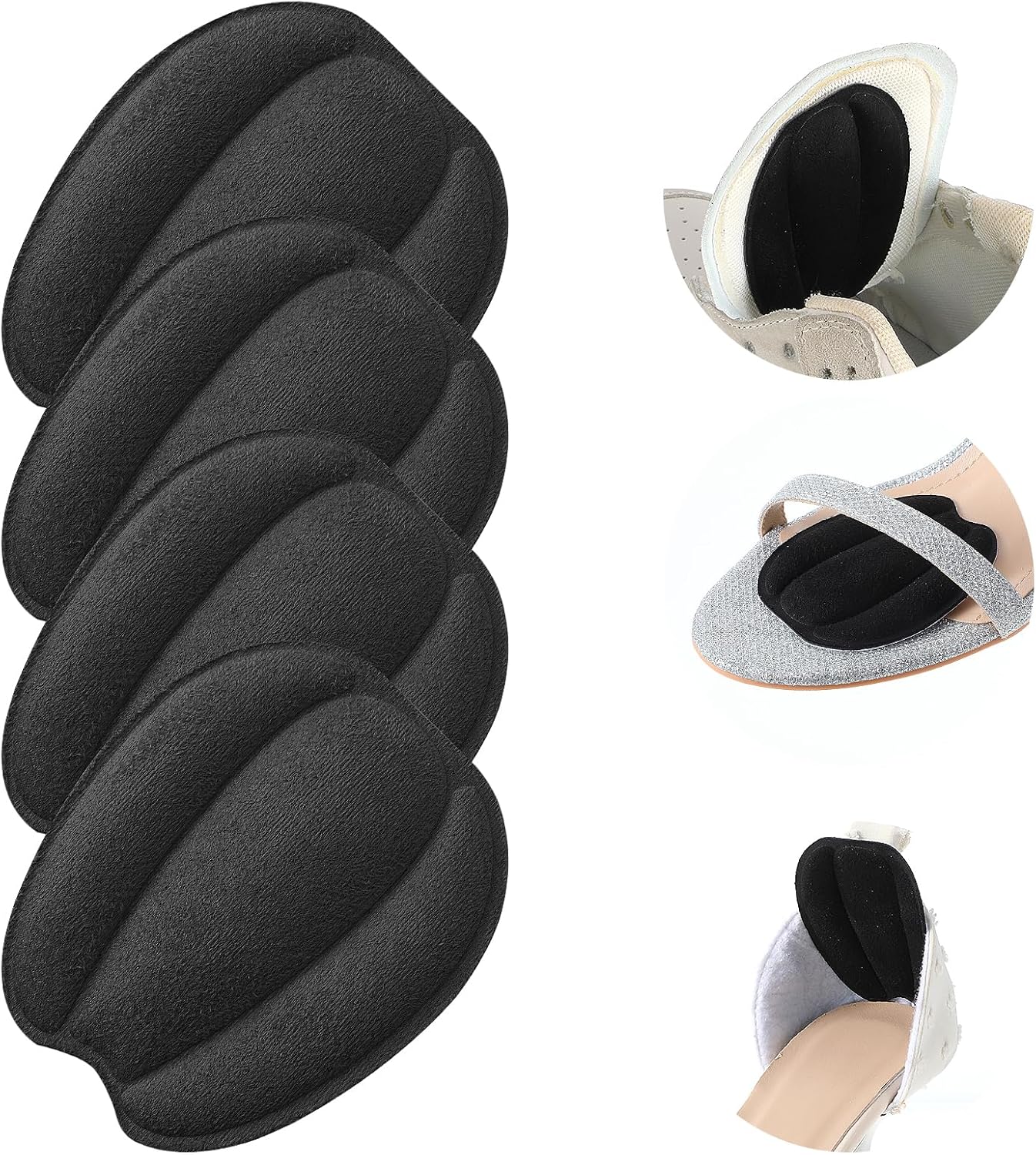 Oruola 4pcs Shoe Tongue Pads, Tongue Pads for Shoes,Non Slip Tongue Cushion Inserts Felt Shoe Pads for Men and Women,Heel Pads,Forefoot Insoles,Adjusting Shoe Fit(Black)