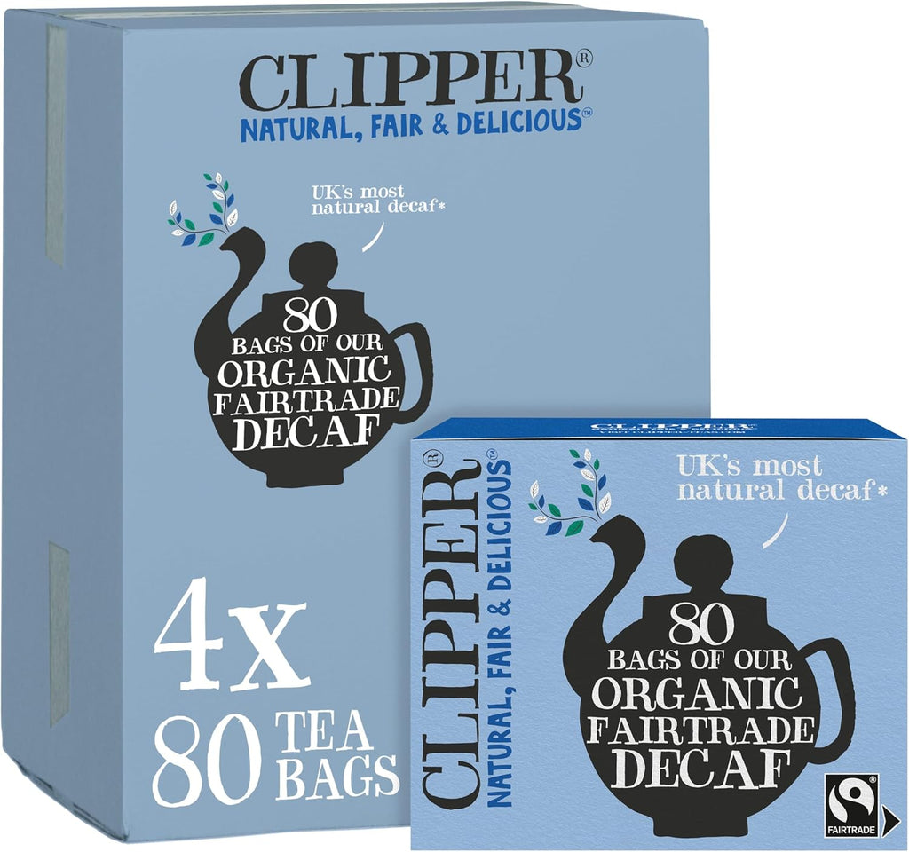 Clipper Tea, Organic Decaf, Plant-Based, Decaffeinated Black Tea, Great Over Ice, 4 Pack, 320 Unbleached Tea Bags