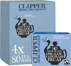 Clipper Tea, Organic Decaf, Plant-Based, Decaffeinated Black Tea, Great Over Ice, 4 Pack, 320 Unbleached Tea Bags